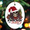 Knockin on Santa’s Door Gritty Rock Style Christmas Ornament, Rebellious Gunslinger Skull and Roses